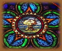 Wheat sheaf stained glass window