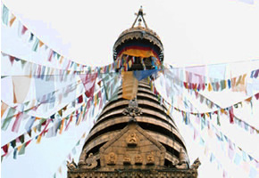 Stupa with prayer flags