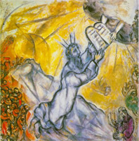 Moses receiving tablets of law, Chagall